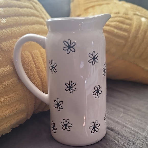 Rae Dunn White Pitcher with Spring Design - Picture 2 of 3